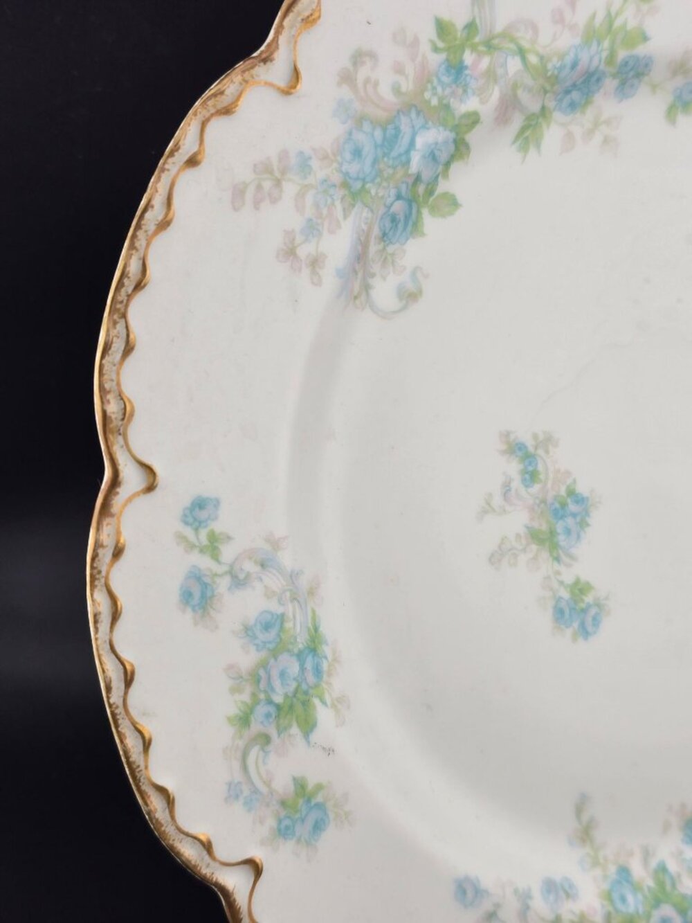Haviland Limoges France Blue Floral Porcelain Plates With Gold Trim - Set Of 2 - Picture 9 of 16